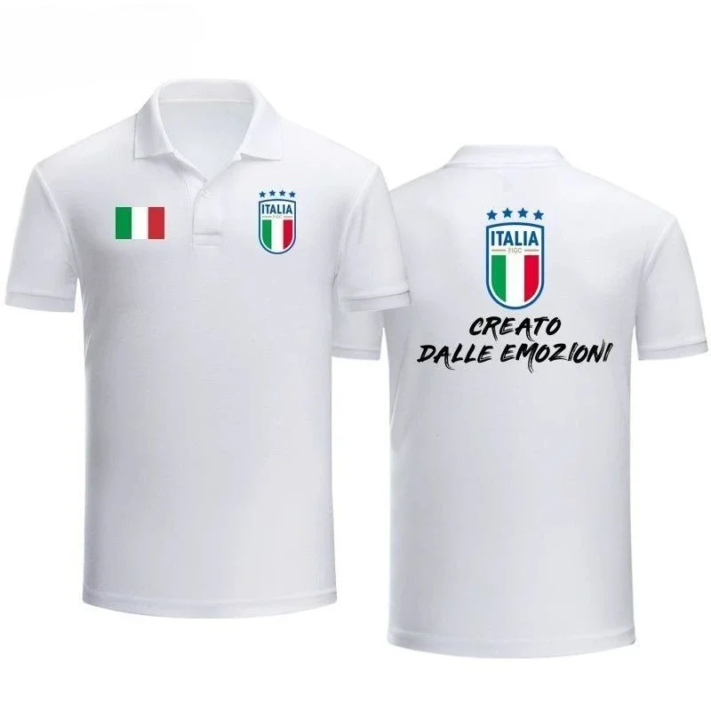 

2025 new Italian national football team peripheral jersey summer sports men's cotton POLO shirt double button short sleeves