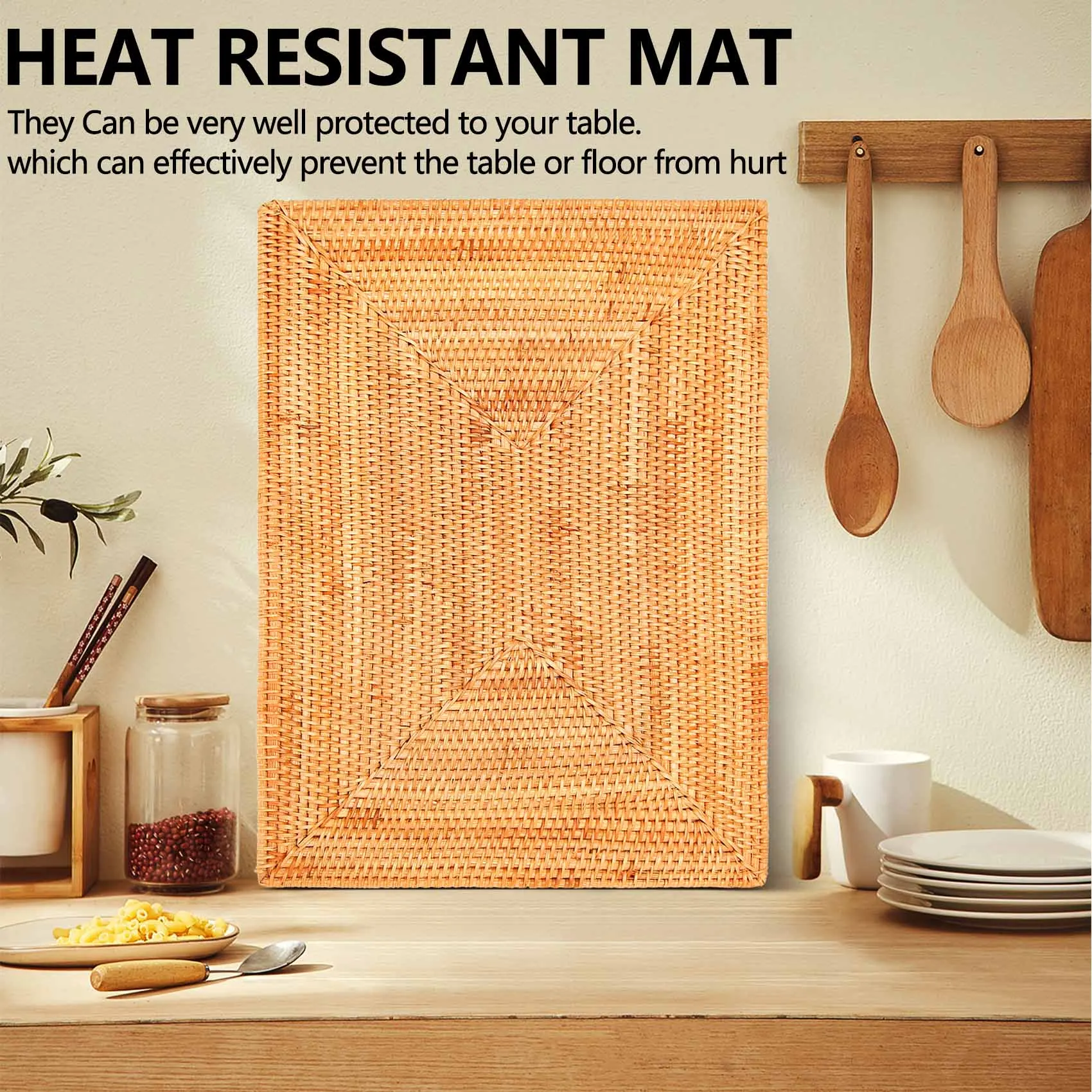 Manteles Individuales de mimbre antideslizantes, manteles individuales tejidos resistentes al calor para mesa de comedor, tapetes resistentes al calor para mesa de cena, oferta