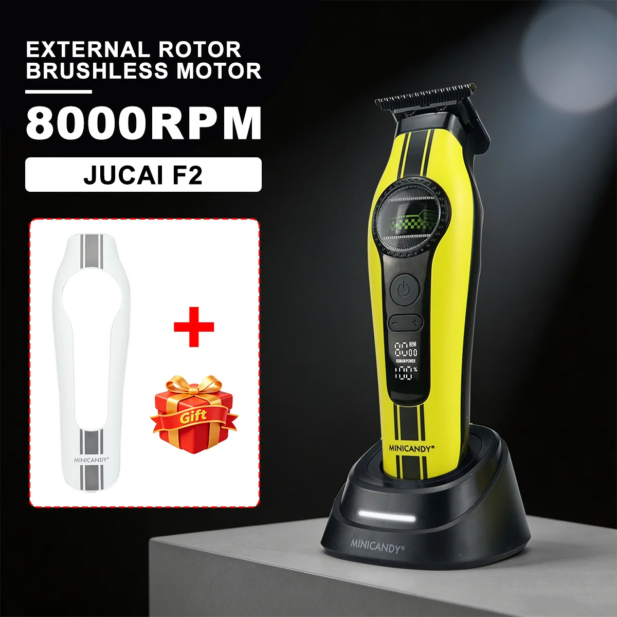 jucai-minicandy-f2-hair-trimmer-for-men-external-rotor-brushless-motor-0mm-base-charger-professional-clipper-finishing-machine