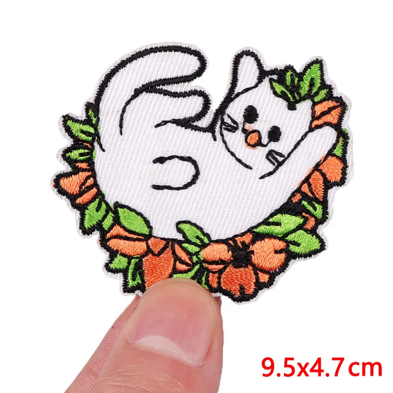 Pocket Cat Embroidery Patch Cute Cartoon Animal Patch Iron On Patches For Clothing Cat Embroidered Patches On Kids Clothes DIY