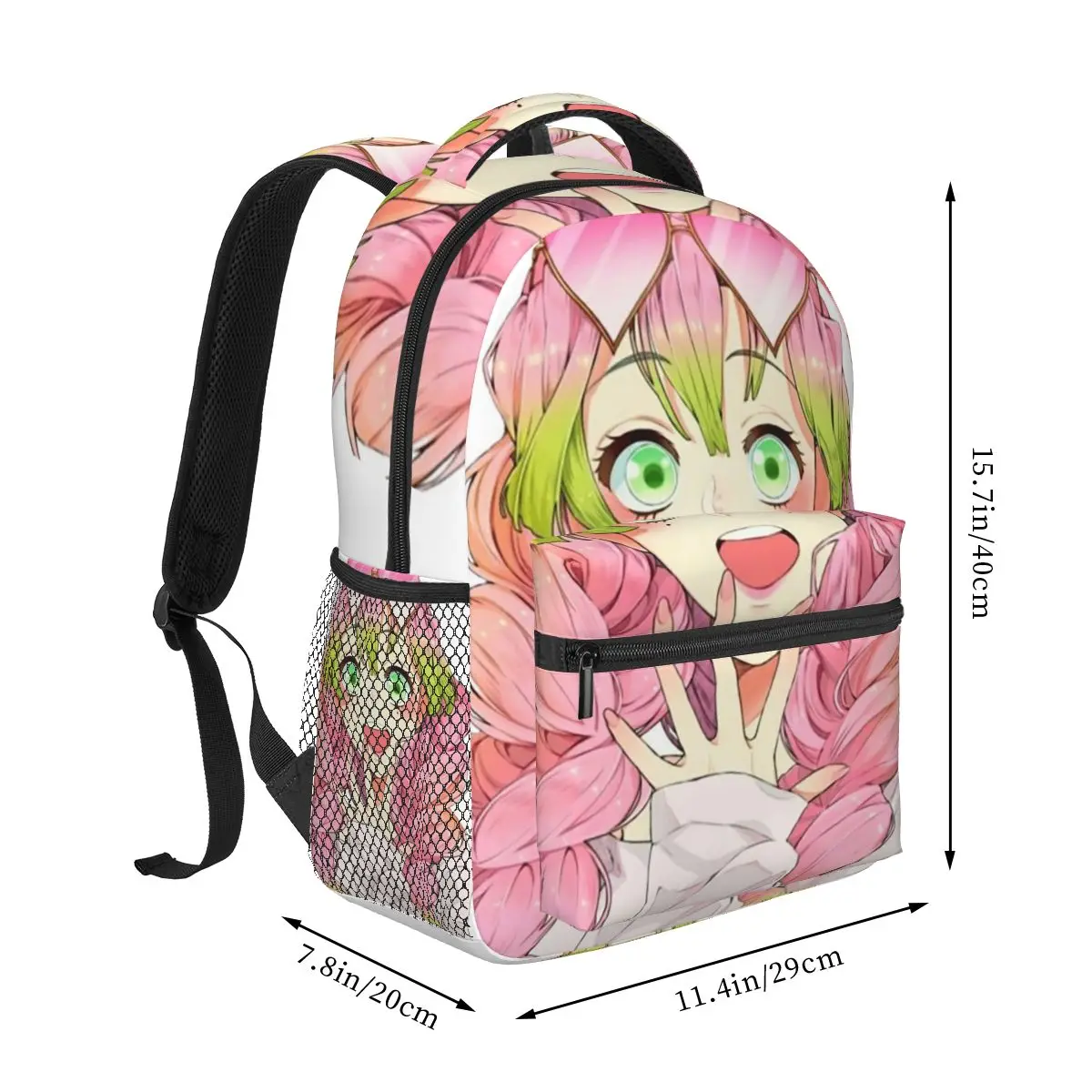 Demon Slayer Mitsuri Kanroji Backpack Hot Sale Daypack Large Capacity Boys Girls BookBag School Bag Shoulder Bags for Men Women