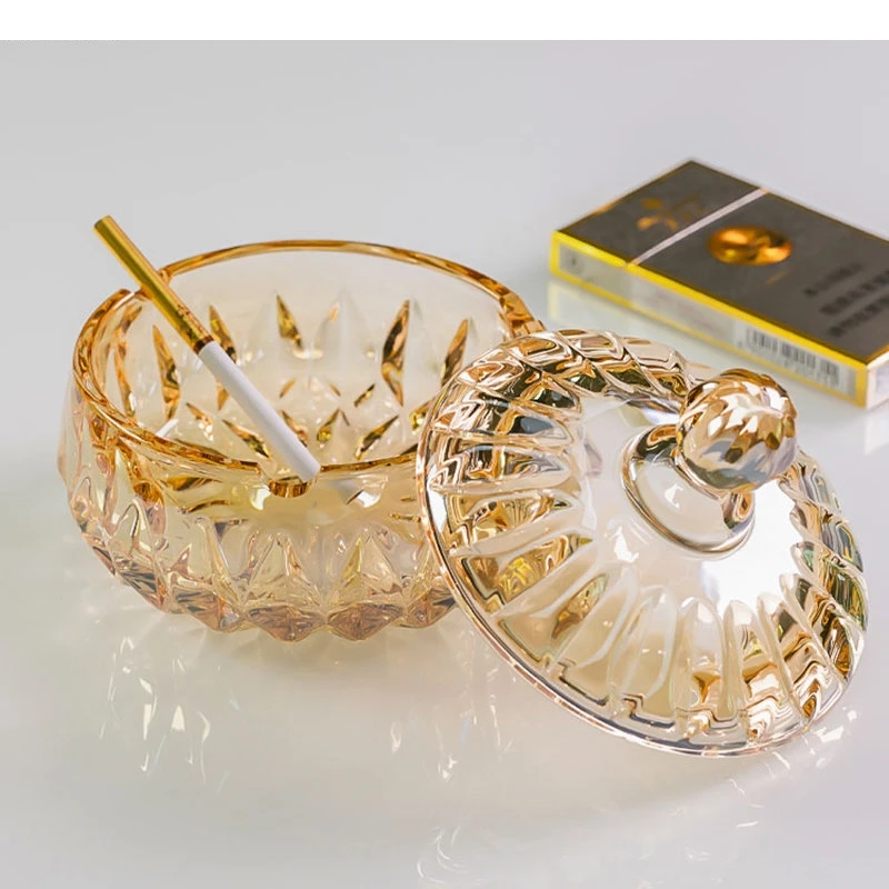 

Glass Cigar Ashtray with Lids Ash Trays Home Desktop Decoration Personality Ashtrays Storage Containers Smoking Accessories