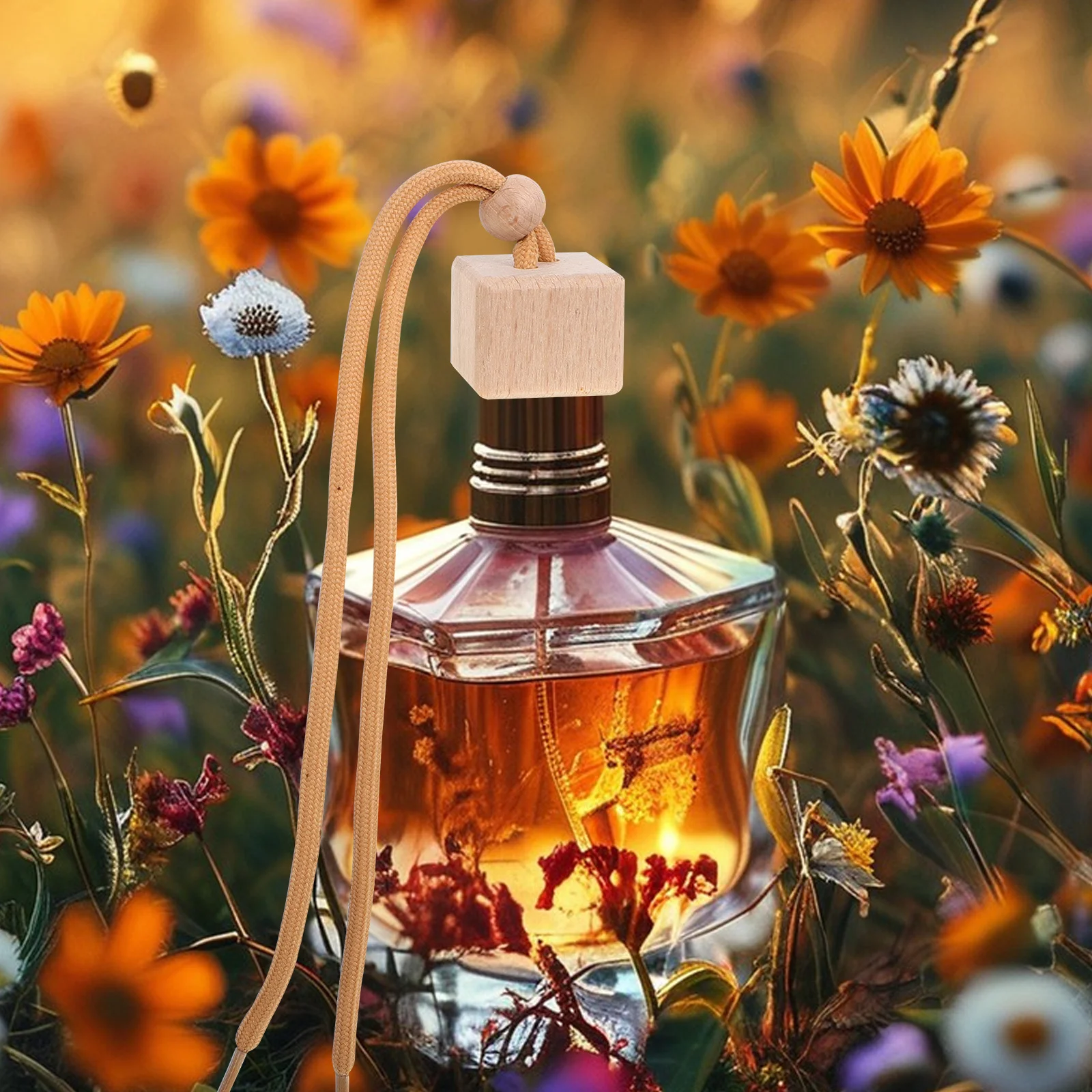 

10pcs Beech Wood Perfume Bottle Caps Square Design Essential Oil Diffuser Stoppers Aromatherapy Car Accessories Replacement Lids