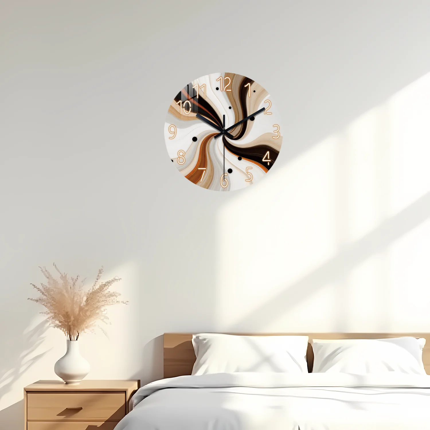 Marble-Patterned Wooden Wall Clock, 10-24inch Silent Wall Clocks, Aa Battery Powered, Suitable for Living Room, Bedroom, Office, (Battery Not Included) Mother's Day, Easter, April Fool's Day