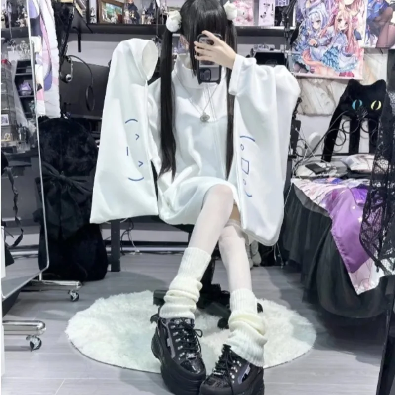 

Japanese-style White Outerwear Coat Jacket Costume Jirai kei Dress Up Relaxed and Versatile Clothes for Women Party