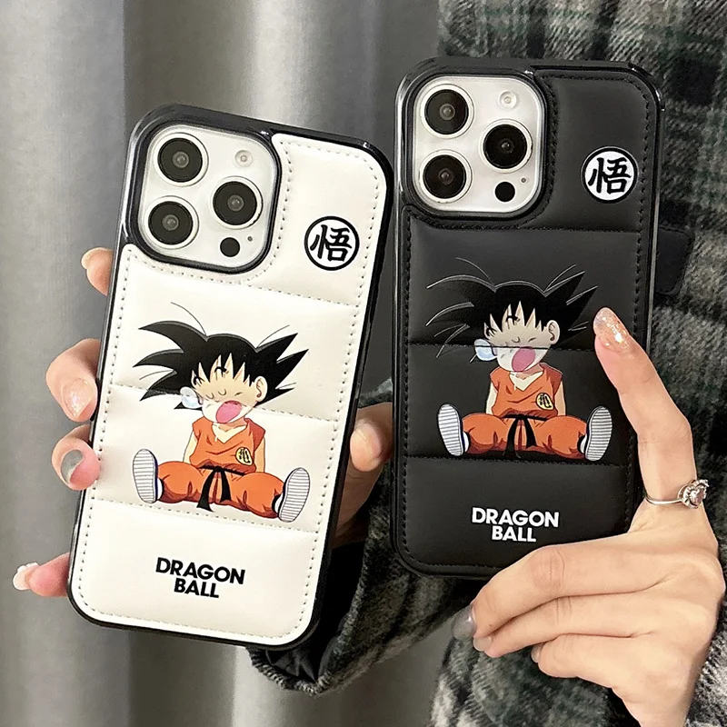 Funda de teléfono de lujo Dragon Ball Down Jacket para iPhone 16 15 14 13 12 11 Pro Max Plus The Puffer funda de silicona suave a prueba de golpes