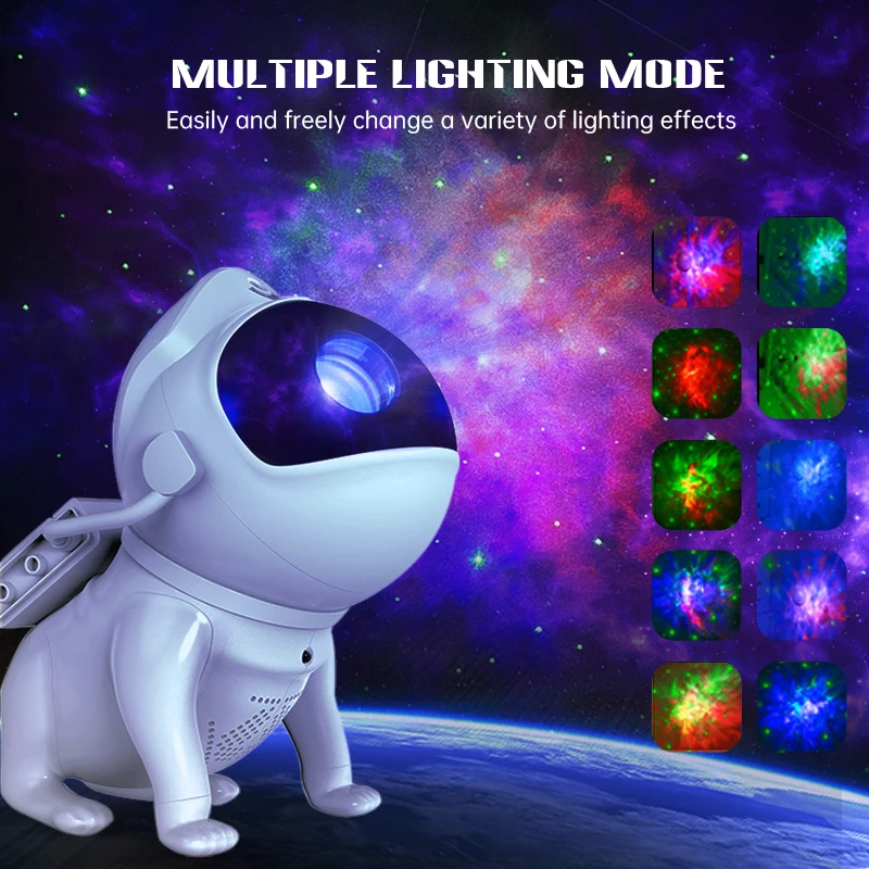 Space Dog Night Light Galaxy Star Astronaut Projector App Nebula Lamps  Led Lights For Children Bedroom Decorative Birthday Gift