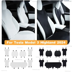 Funda de asiento para Tesla modelo 3/Y/3 + Highland 2024, antisuciedad cojín de franela, accesorios flocados, 7 piezas