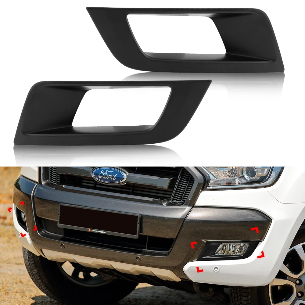 Fog Light Cover Trim Matte Black For Ford ranger T7 wildtrak XLT XL LIMITED 2015 -2018 Fog Lamp Hood 4X4 Car Accessories 2pcs