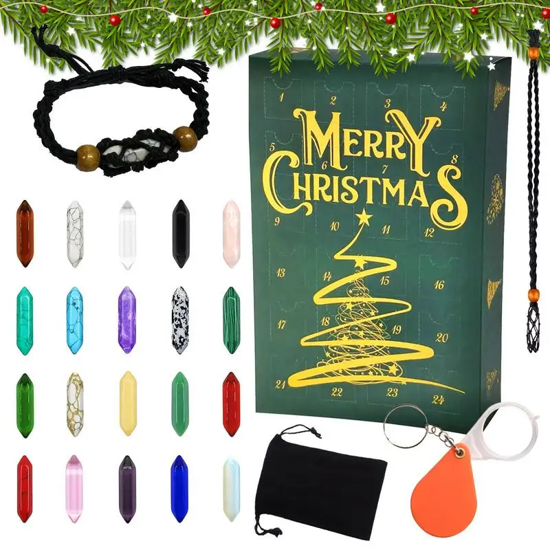 

Christmas Gemstone Advent Calendar 24-Day Gem Rock Advent Calendar Crystal Kit Crystal Necklace Advent Calendar Rock Collection