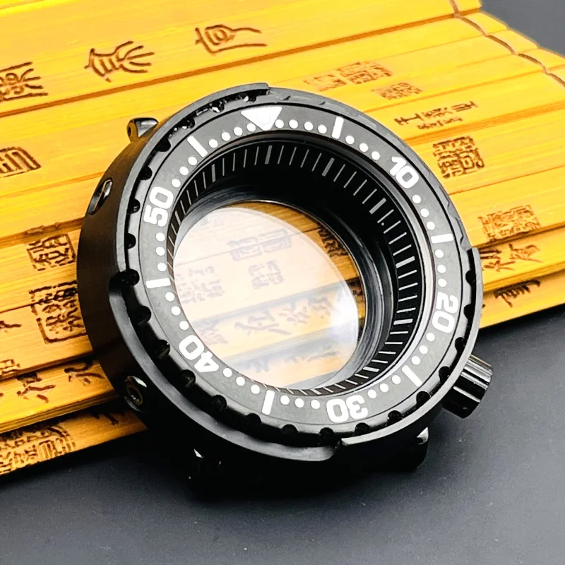 Black Mod Tuna Canned Diving Case fits NH35 NH36 7S 4R Movement Transparent Case Back NH35 Tuna Watch Cases