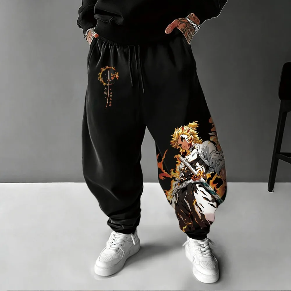 

Unisex Pure Cotton Pants Demon Slayer Rengoku Kyoujurou 2026 Summer Harajuku Anime Print American Hip-hop Loose Casual Pants