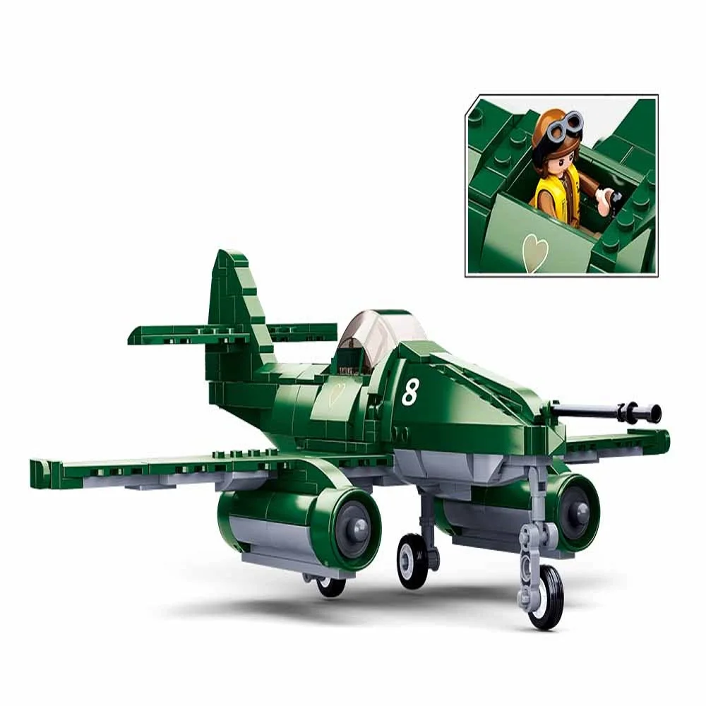 

Sluban Building Block Toys World War 2 Military Combo Set B0977 ME-262 Jet Fighter 338PCS Bricks Compatbile With Leading Brands