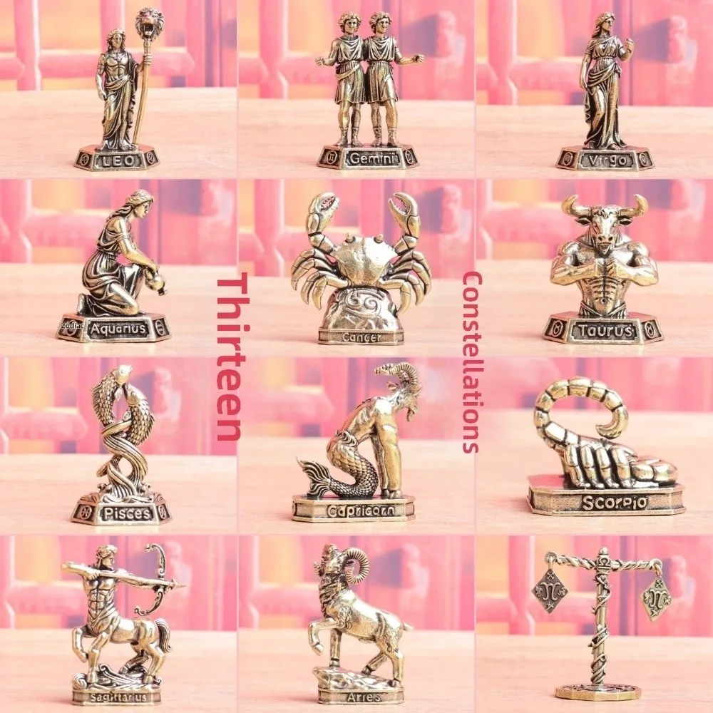 Vintage Collectible Figurines Miniature Artisan Craft The Twelve Zodiac Signs Decoration 12 Constellation Statue Gift Ornaments