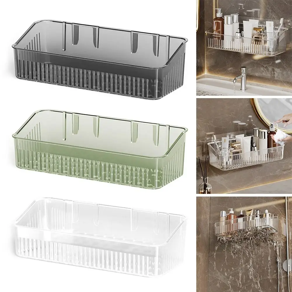 Creative Light Luxury Toilet Storage Rack Wall Mounted Space Saving Bathroom Shelf Transparent Jewelry Makeup Holder