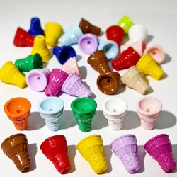 10pcs 17mm Mix Colored Cone Baking Paint Ice Cream Perforated Acrylic Beads DIY Jewelry Accessories Buckle Beaded Pen Material