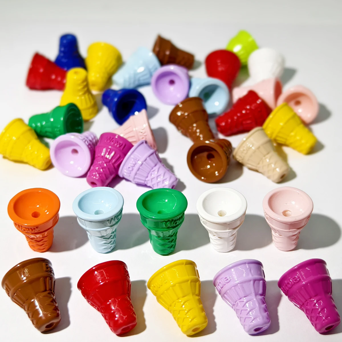 10pcs 17mm Mix Colored Cone Baking Paint Ice Cream Perforated Acrylic Beads DIY Jewelry Accessories Buckle Beaded Pen Material