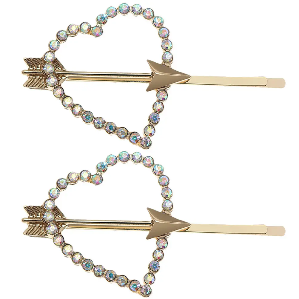 

2 шт., декоративные заколки для волос со стразами, заколки для волос в форме сердца для женщин и девочек, элегантные очаровательные аксессуары для волос для вечеринок и свадеб