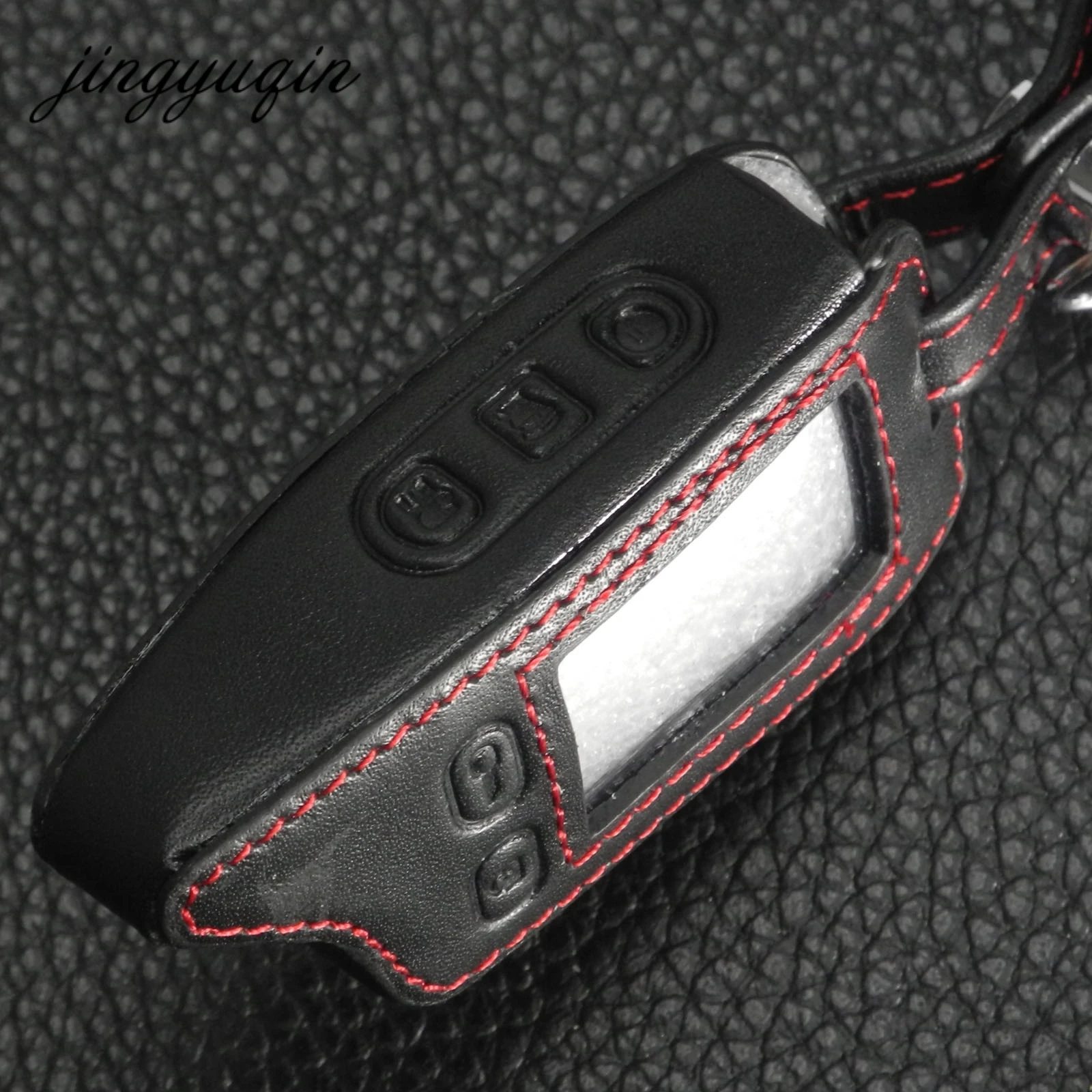 jingyuqin New Leather Key Case For Tomahawk TW9010 TW9020/TW4000/TW701 LCD Remote keychain Fob Cover Two Way Car Alarm System