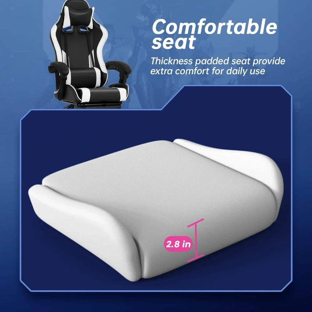 Cadeira de escritório com Footstool, Apoio de Cintura Ajustável Encosto de Cabeça, Braço Branco, Cadeira Jogo, Frete Grátis, GM