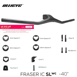 NO logo New Style Full Carbon Fibre FRASER IC SL WC 740MM -40° Integrated MTB Handlebar Black Matte,70-100mm