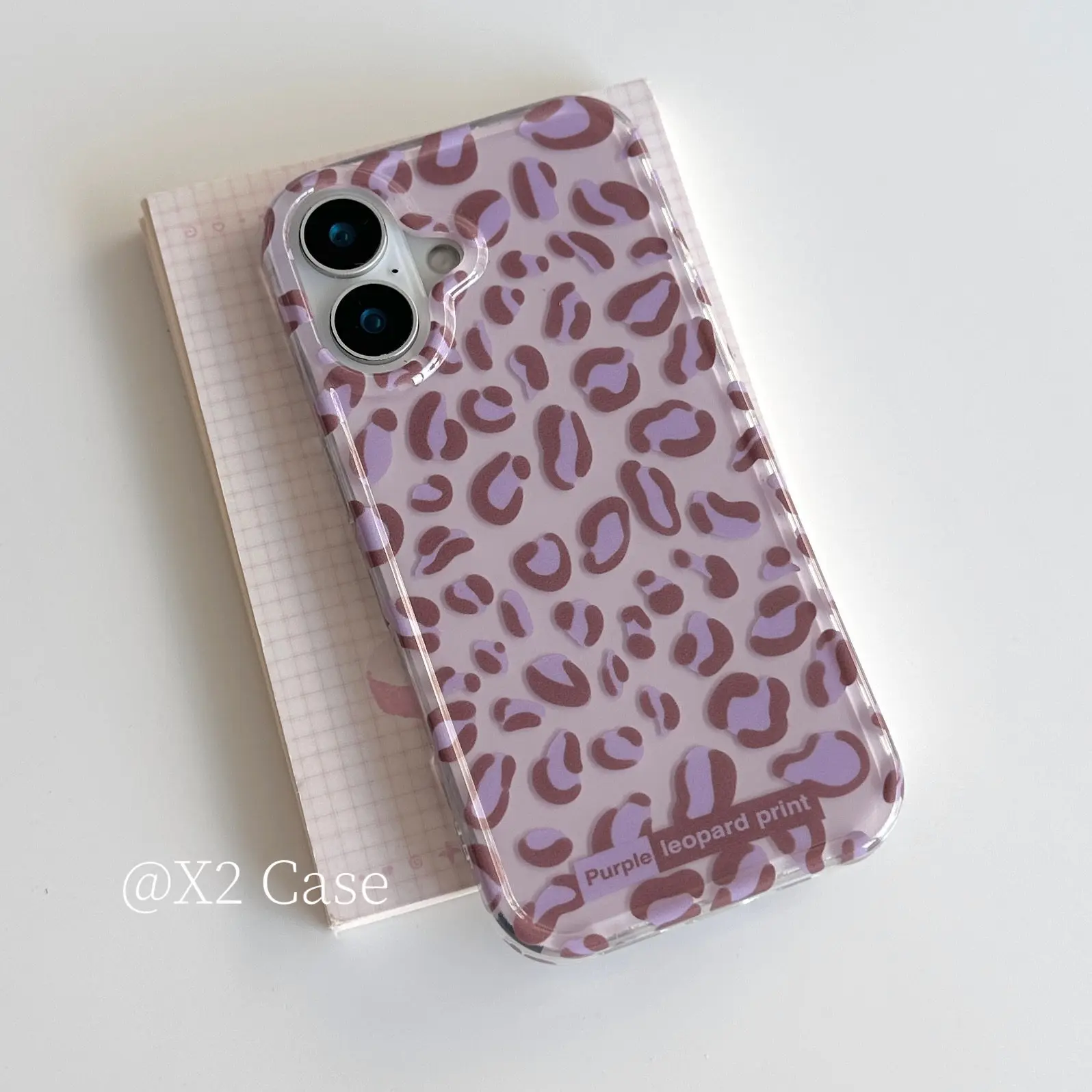 Ins Spicy Girl Style Light Purple Leopard Print Phone Case For iPhone 17 AIR 16 15 14 13 12 11 Pro XR Max 7 8 Plus Y2K Cover view 3