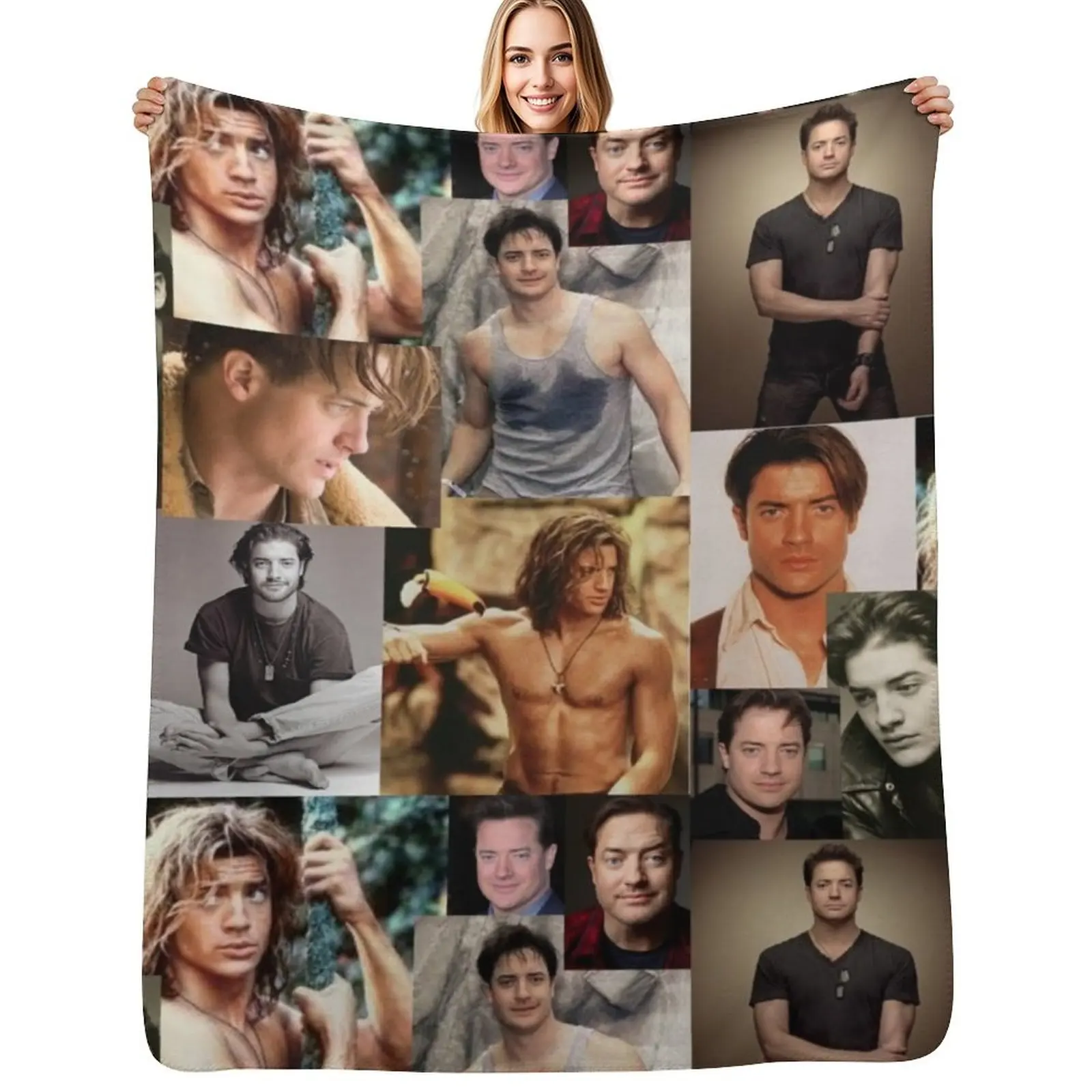 Brendan Fraser Love Collage Throw Blanket Luxury Designers Polar Luxury St Multi-Purpose Softest Blankets