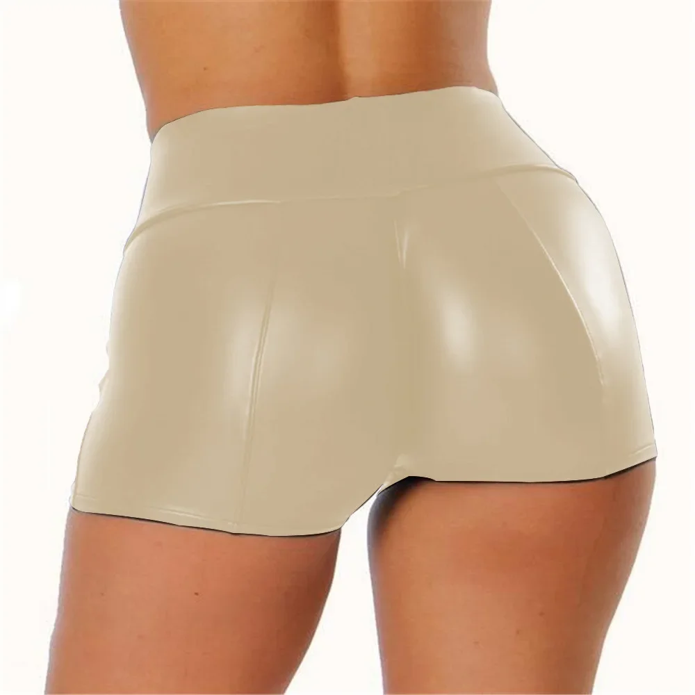 5XL Sexy Womens Shorts Bodycon Faux Leather Trunks Fetish Shiny Elastic Waist PVC Latex Shorts Wetlook Clubwear Leggins Shorts