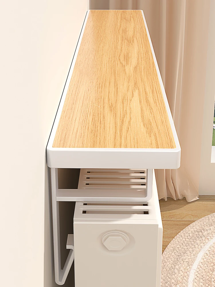 Wall-Mounted Wood Board Storage Rack above Radiator Simple Style Rectangular Shape No-Tool Installation Home Display Shelf