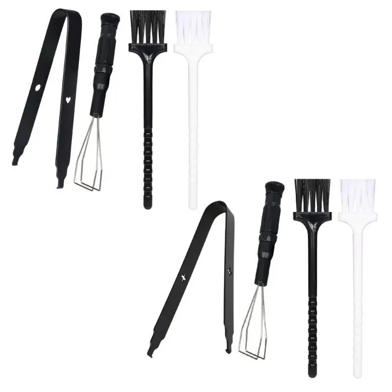 652F 2pcs Keyboard Keycap Puller + 2pcs Cleaning Brushes Universal Mechanical Keyboard for Key Cap Shaft Remover Replacement