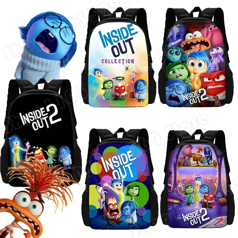 Disney Inside Out 2 Backpacks Cartoon Printed Shoulders Bag Back To School Gifts Large Book Bag Rucksack Children