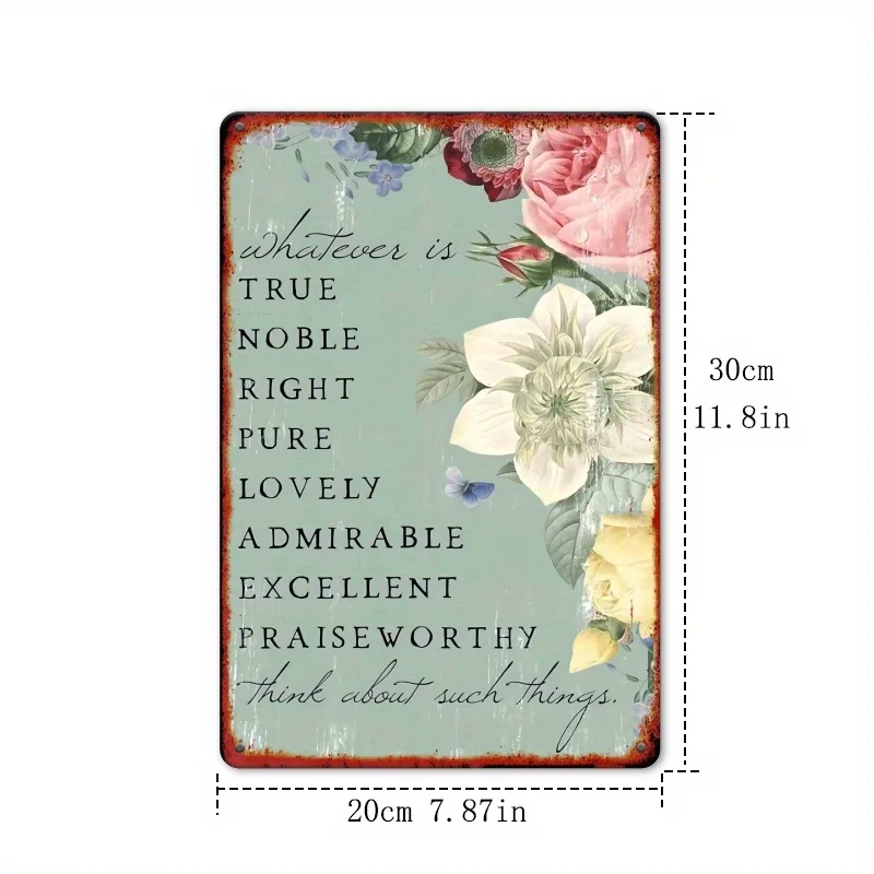 Vintage Floral Scripture Metal Wall Sign with 