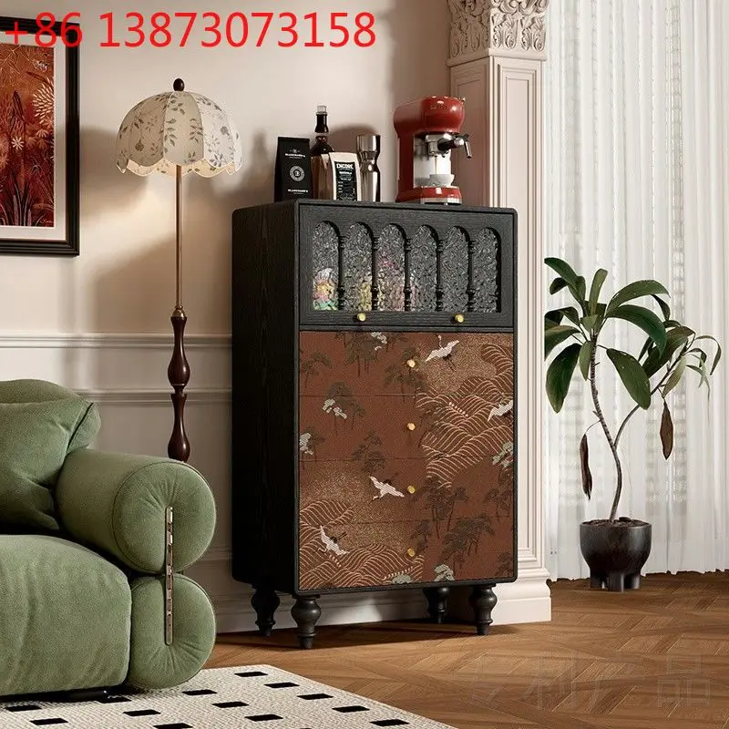 

Средневековый журавль, изображение из цельного дерева, гостиная, столовая, боковой шкаф, ящик для хранения, четыре сундука, столовая, кофейный шкаф