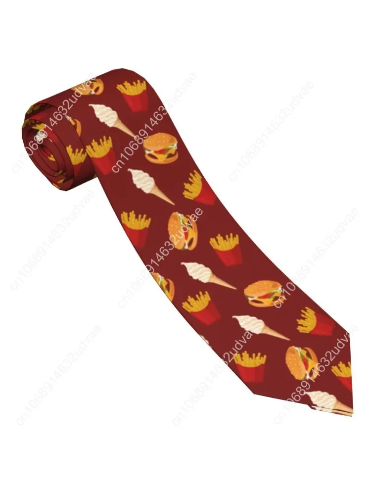 

Hamburger Fast Food Necktie Unisex Polyester 8 cm French Fries Burger Neck Tie Mens Casual Narrow Accessories Wedding