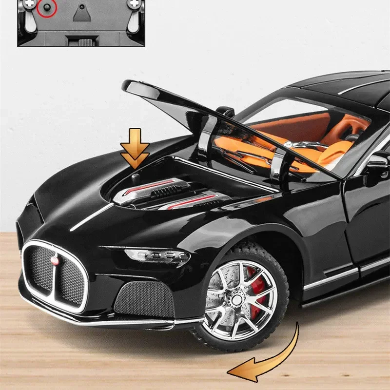 Модель спортивного автомобиля Bugatti Atlantic 1:24, Литые металлические игрушечные автомобили, модель автомобиля, имитация звука и искусства, детская игрушка в подарок