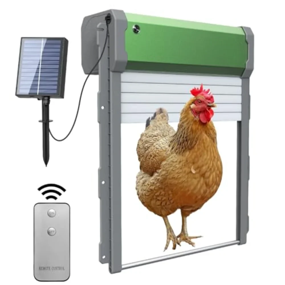 

Auto Chicken Coop Door Solar Powered Chicken Door with Timer / Light Sensor / Manual Mode Aluminum Alloy Automatic Chicken Door