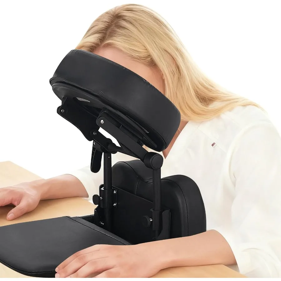 

TOROKOM Massage Portable Face Down Massage Kit for Desk and Table Top Adjustable Headrest Face Pillow Cradle and Chest Pad Blac