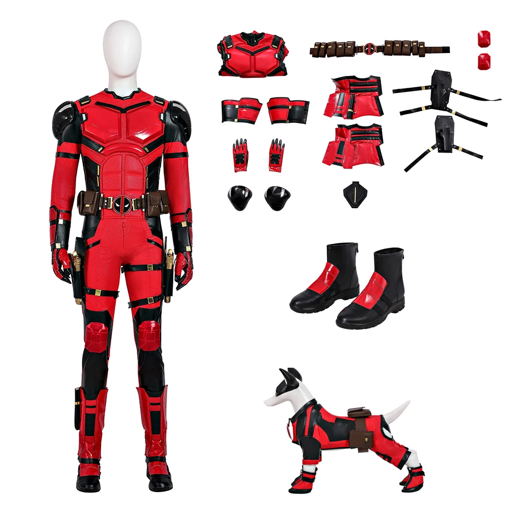 

High Quality Movie DP3 Mr. Pool Warrior Cosplay Costume Red Jumpsuit Dog Costume Boots Belt To Choose Custom Made Halloween