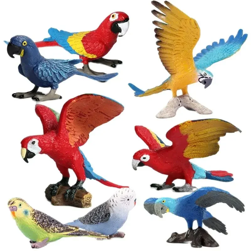 Simulazione Uccello Modelli Animali Set Picchio Pappagallo Aquila Fenice Gufo Action Figures Miniature carine Decorazioni per il giardino di casa Giocattoli per bambini