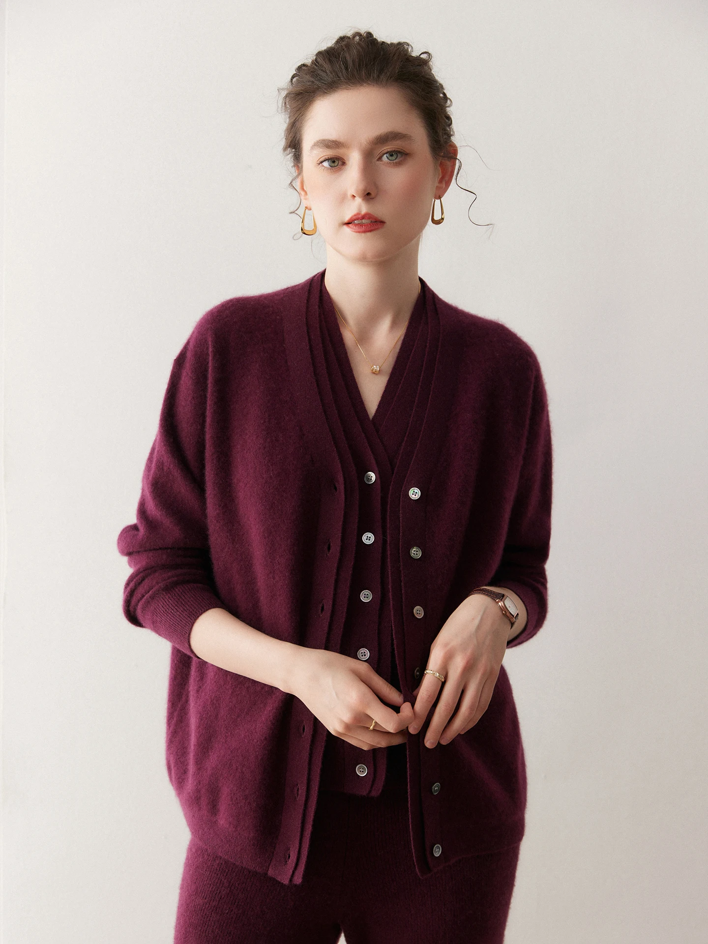 

Hot selling new product 100% cashmeres sweater Women's cardigan casual simple knit High quality long sleeved Woman clothing tops