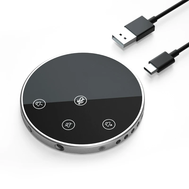 Microfone de conferência USB com alto-falante, alto-falantes, botões de contato do sensor, volume mudo