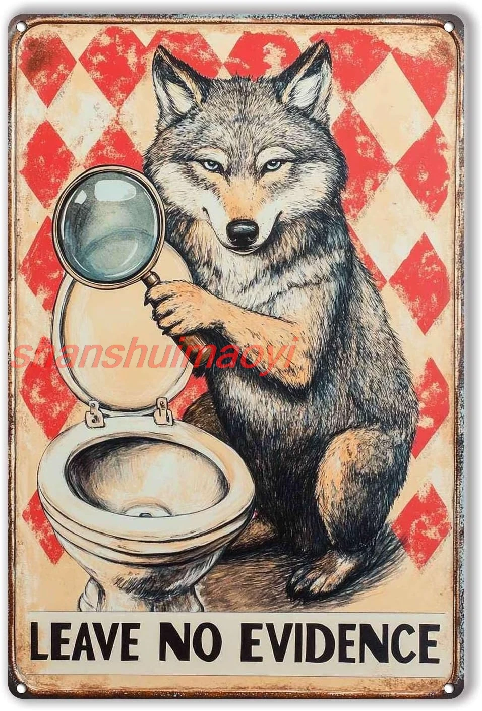 Tin Sign An Wolf-LEAVE NO EVIDENCE Sign Metal Tin Sign Home Bar Wall Decor 8.00