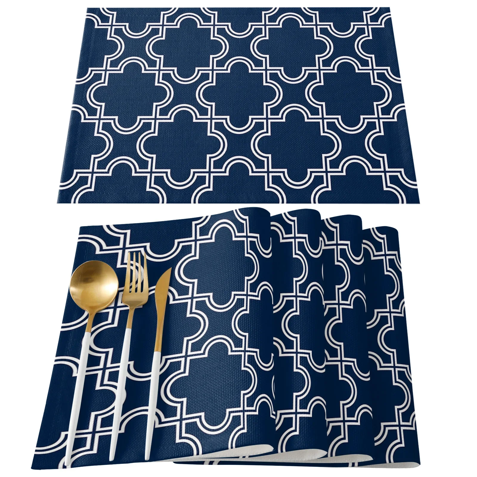 Modern Minimalist Geometric Moroccan Placemats Set of 2/4/6pcs Kitchen Accessories Coasters Home Dining Table Decor Linen Mats