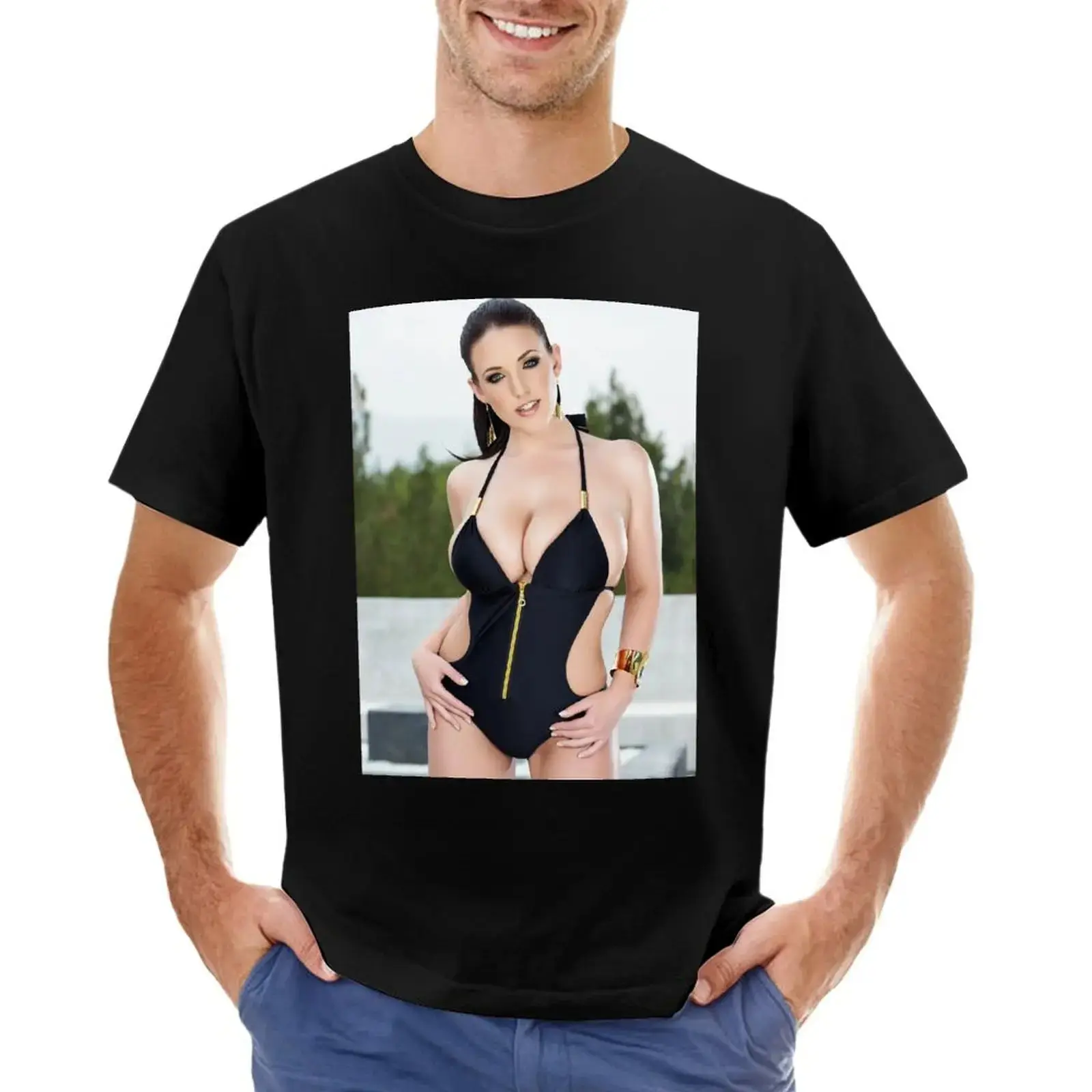 Angela White T-Shirt Summer Top Men's Printed T-Shirt Summer Sexy Girls Trend Top Loose Casual Oversized T-Shirt Men Clothing