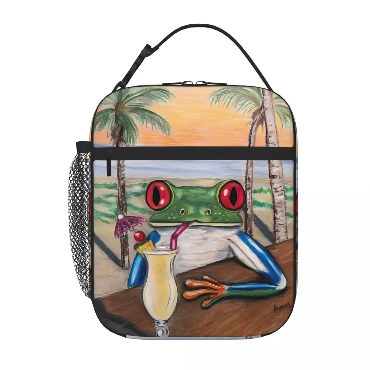 Bestselling Pina Colada Frog Rugged Neoprene Lunch Bag Boating Trip Large Lunch Bag
