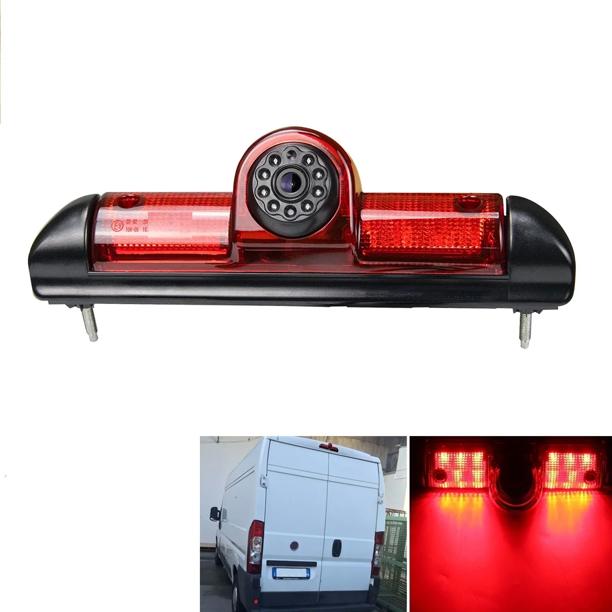 E9 HD 720P Stop lights for Fiat Ducato Citroen Jumper Relay Peugeot Boxer 2006-2019,3rd Brake Light Rear View Night Vison Camera