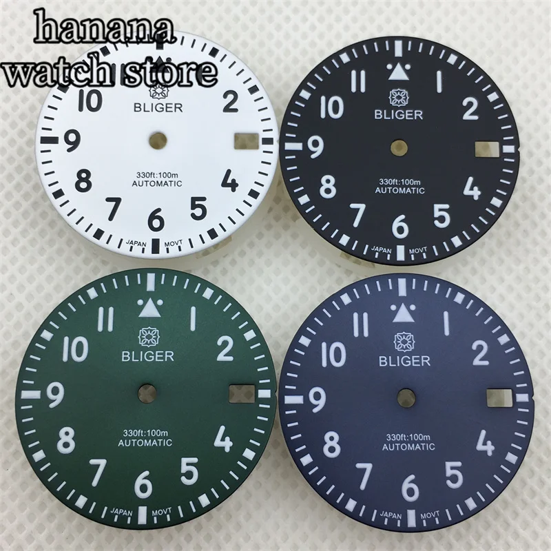 BLIGER/NO logo 29mm dial digital index luminous for NH35 NH36 ETA2836 2824 PT5000 Miyota8215 Mingzhu2813 3804 movement