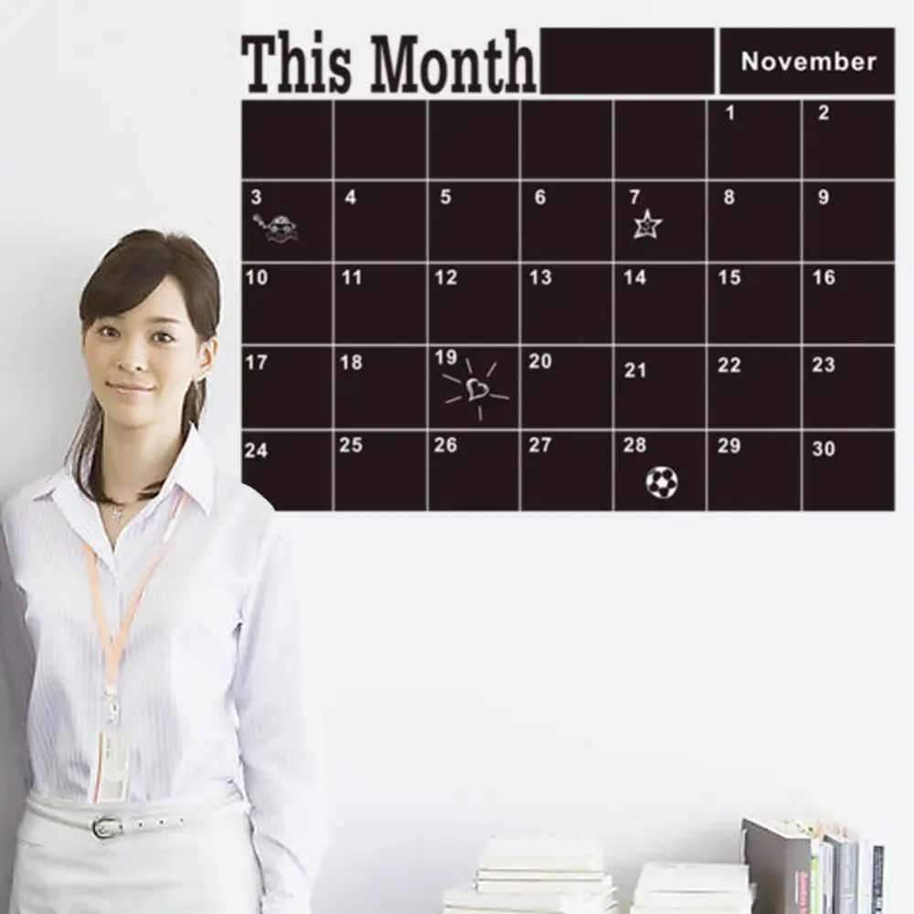 Chalk Board Blackboard Month Calendar Wall Sticker Chalkboard Sticker Kitchen Menu Whiteboard Weekly Planner Message Board