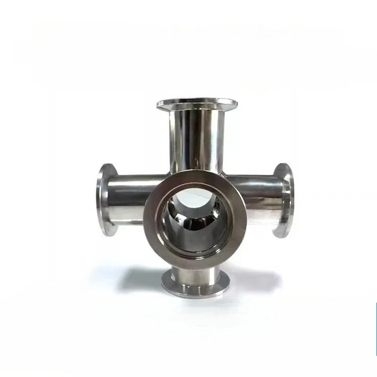 

KF16-KF50 304 stainless steel equal diameter six way vacuum flange pipe joint, fast stainless steel pipe joint flange joint