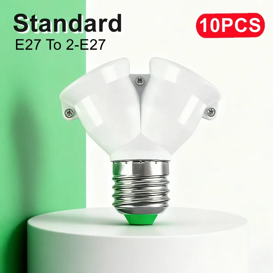 10~1PCS Standard E27 To 2-E27 Screw LED Base Light Lamp Bulb Socket Splitter Adapter Lamp Holder Socket Converter Bulb Holder